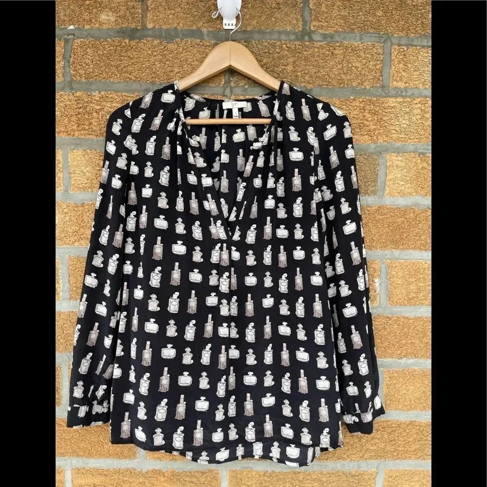 Joie Womens Silk perfume bottle print blouse small
